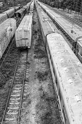 30 x 45 Train Yard B&W (FC)