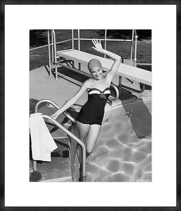 30 x 35 Portrait of young woman smiling in swimming pool (GF)