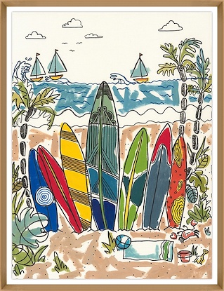 30 x 39 Surf Boards in the Sand (GF)