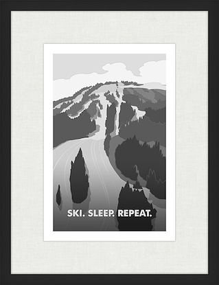 20 x 26 Ski, Sleep, Repeat Monochrome (GF)