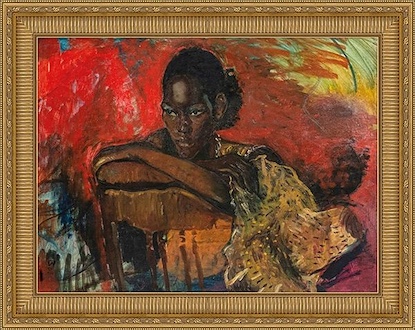 40 x 30 Lady Sitting Holding Back of Chair (FMA-IBG)