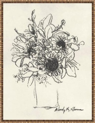 16 x 21 Charcoal Floral on Handmade Paper I (LN)