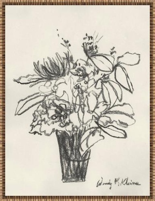 16 x 21 Charcoal Floral on Handmade Paper IV (LN)