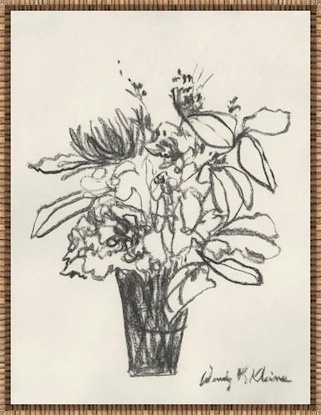 16 x 21 Charcoal Floral on Handmade Paper II (LN)