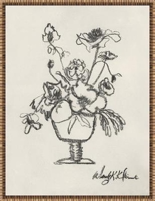 16 x 21 Charcoal Floral on Handmade Paper IV (LN)