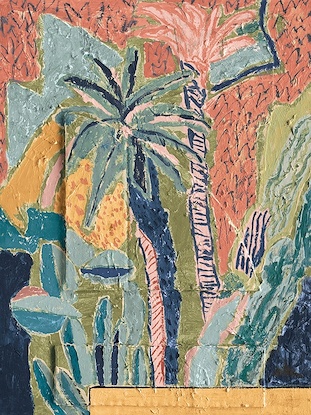 24 x 32 Palm Trees on Pea Green (FC)